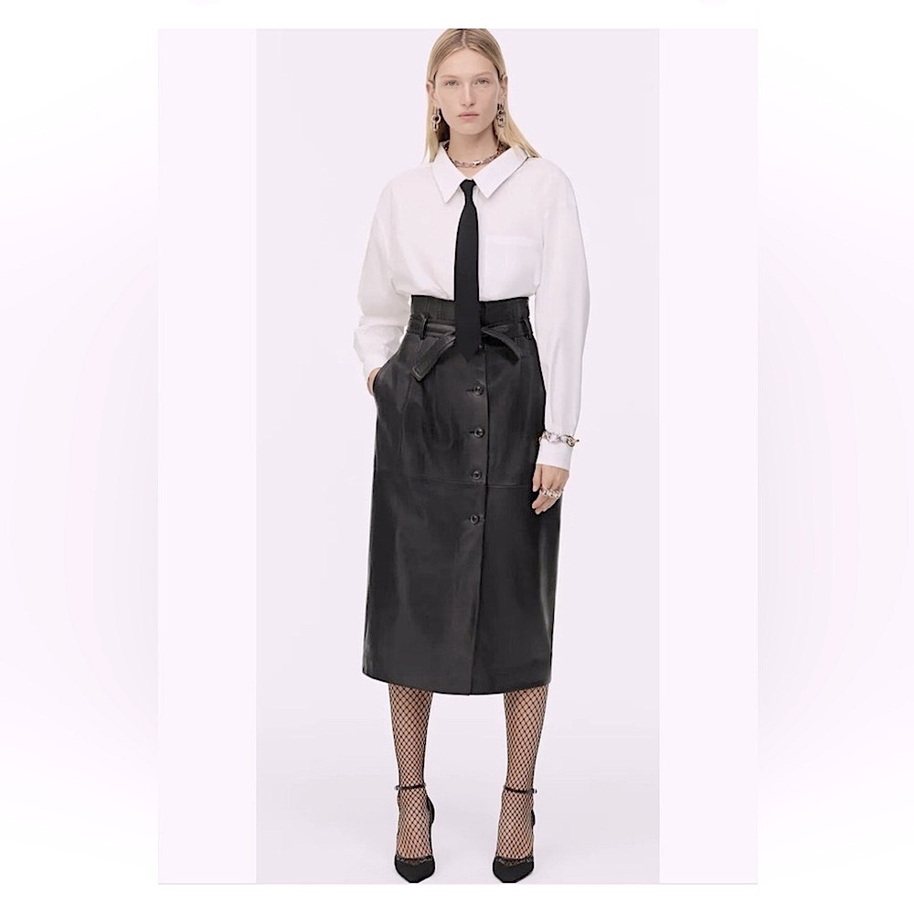 Zara Black Button-Down Pencil Skirt